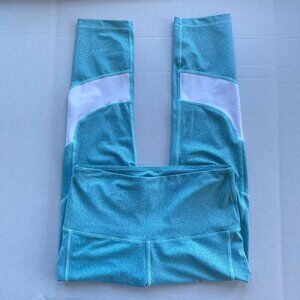 Zyia Active Teal Leggings High Rise Yoga Gym Colorblock Stretch Athletic Fit